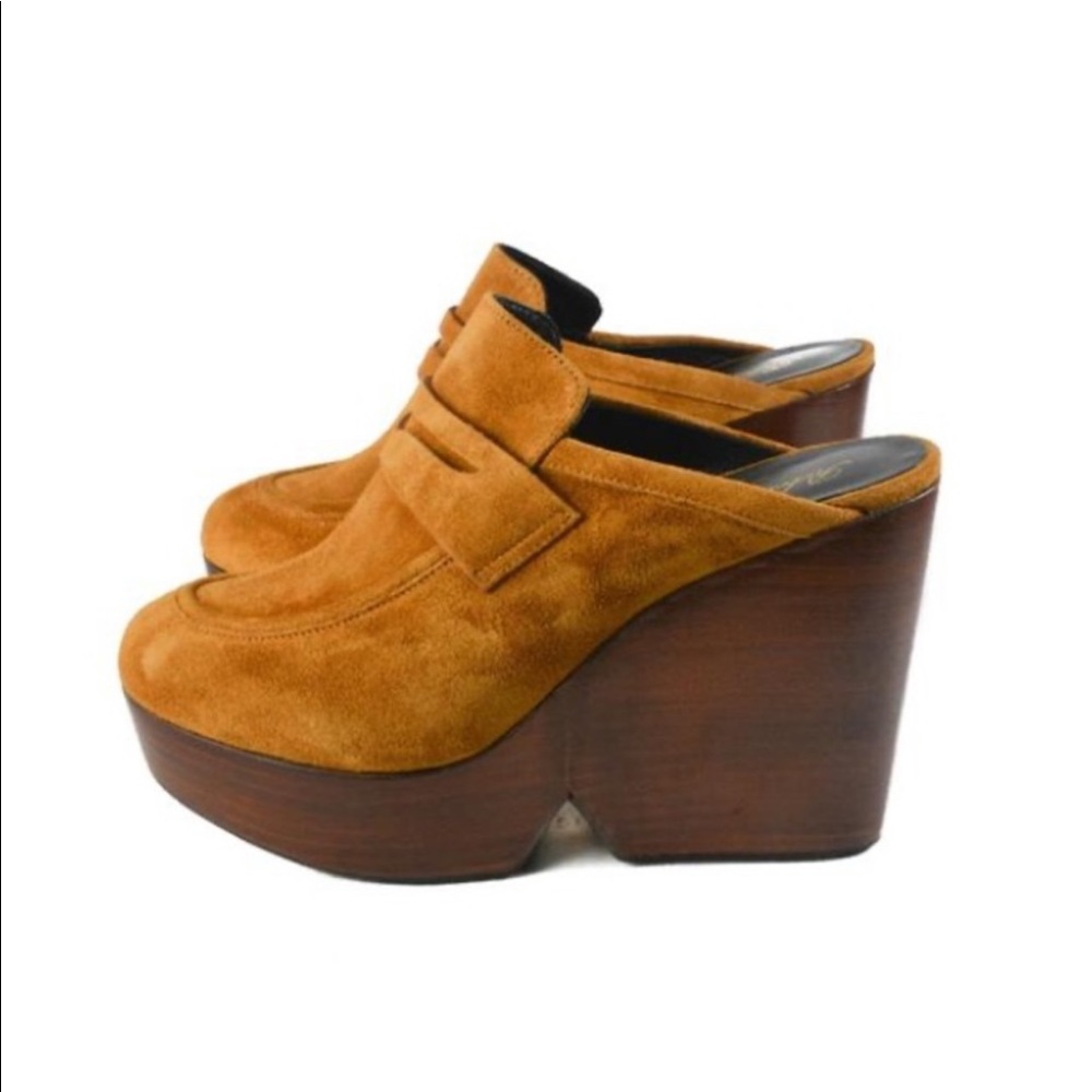 Robert clergerie damor tan suede platform slip on